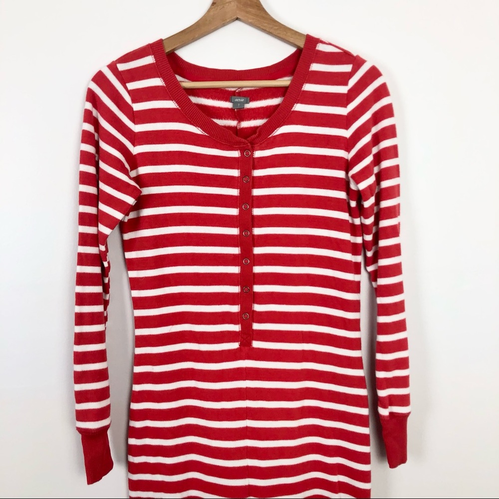 Aerie Onesie Red White Striped Pajamas Small - Picture 3 of 5